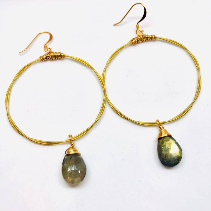 Briolette Hoop Earring - Labradorite for wholesale by ReStrung Jewelry