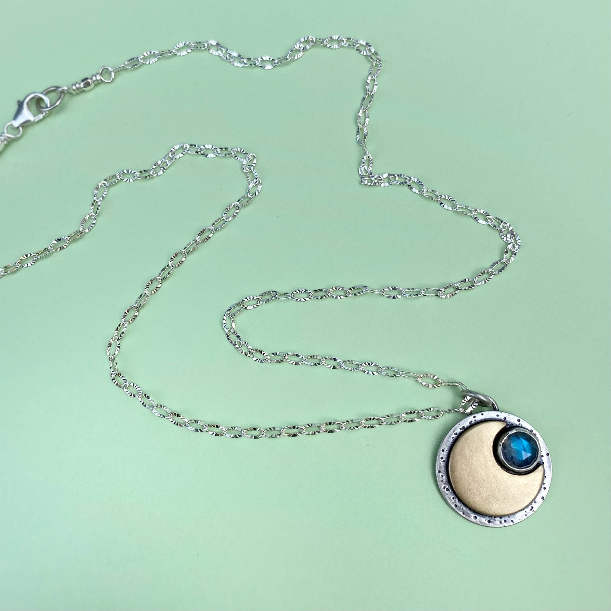 Blue and Blue - Wholesale Pendant/Charm Necklace - Mini Moon Necklace - Labradorite8
