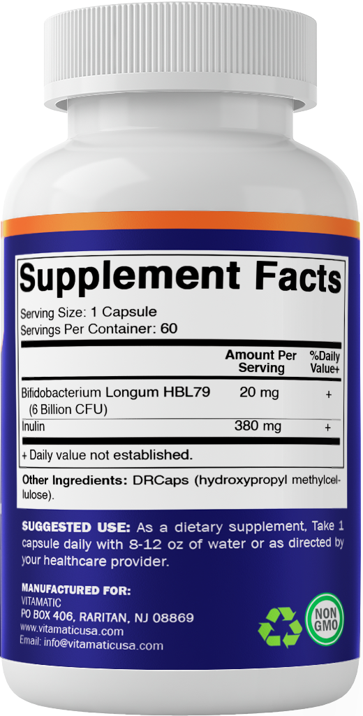 Vitamatic - Wholesale Oral Supplement/Vitamin - Vitamatic Bifidobacterium Longum 6 Billion CFU per 60DR Caps8