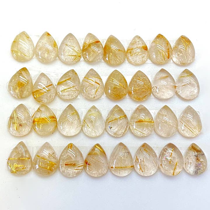 New Moon Beginnings - Wholesale Spiritual Stone/Crystal - Golden Rutilated Quartz Cabochon Teardrop8
