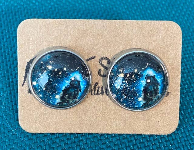 SMA Artistry Creations - Wholesale Stud/Post Earrings - 12mm Galaxy design glass cabochon stud earrings18