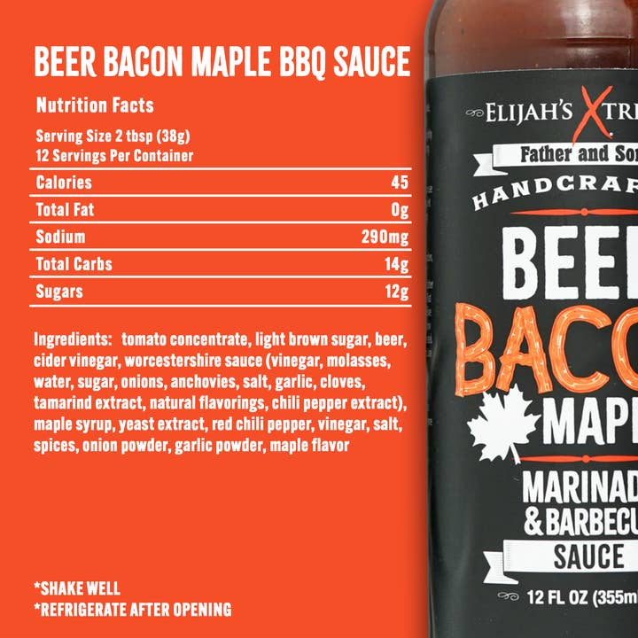 Elijah's Xtreme Gourmet Sauces - Wholesale BBQ Sauce - Beer Bacon Maple BBQ Sauce & Marinade