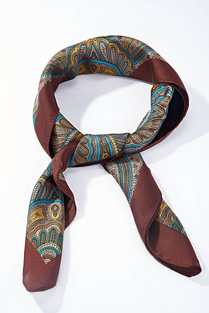 Brown Patterned scarf 70x70 cm FL37 for wholesale on Faire0