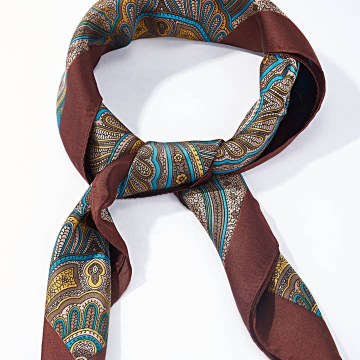 Brown Patterned scarf 70x70 cm FL37 for wholesale on Faire