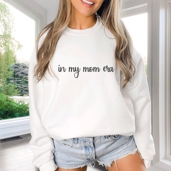 In my mom era Crew Neck Sweater - White, Mama Era Sweater, for wholesale by Hunter Kouture