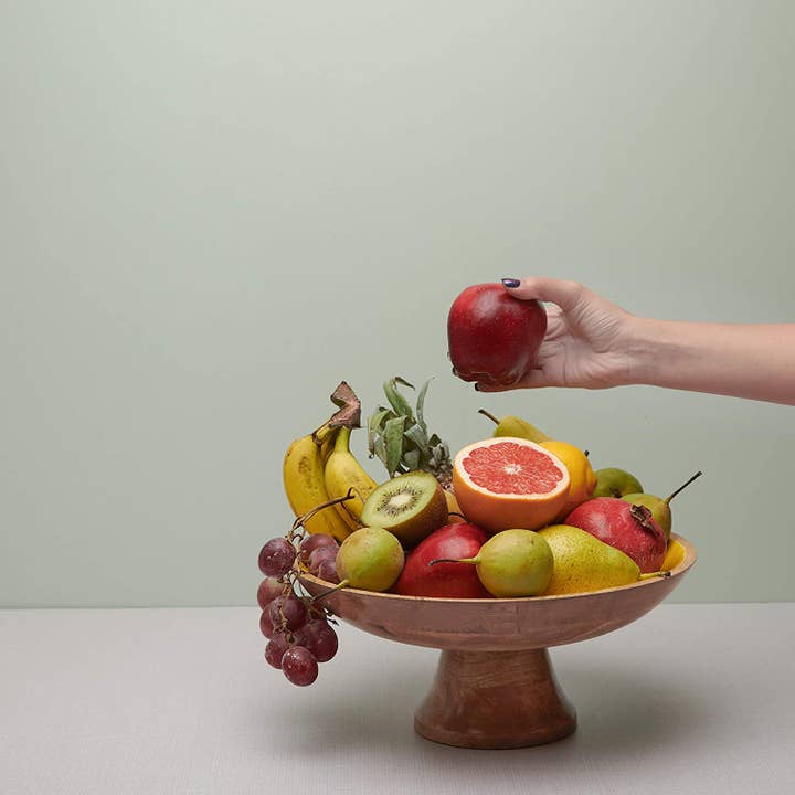Folkhomes Global Inc – Engroshandel Skål – Frugtskål træ gul, 12 tommer diameter