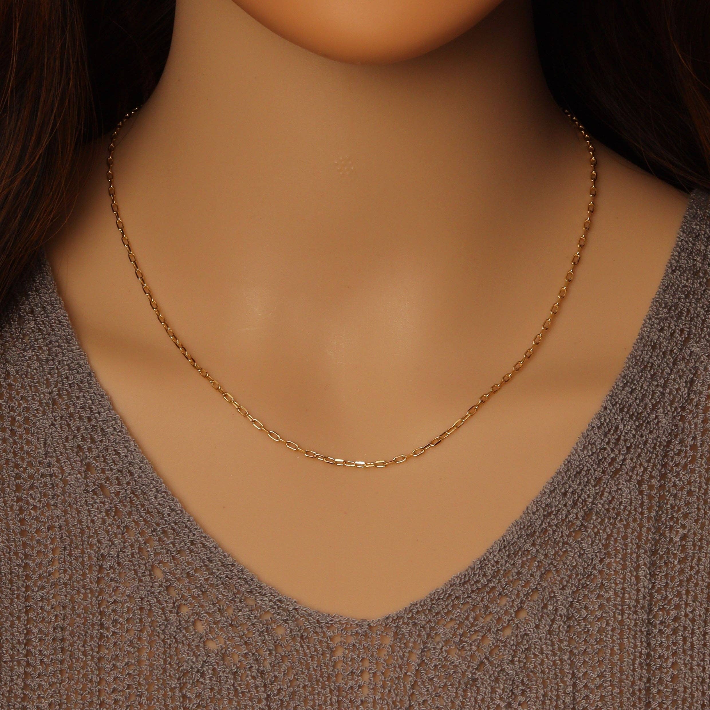 BestBeads&Beyond - Wholesale Link & Chain Necklace - Dainy Thin Paperclip Think Chain Necklace, Sku#LD4891