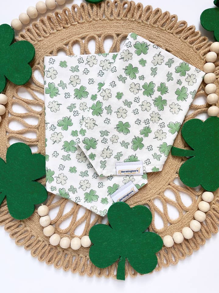 Fur Leaf Clover Bandana - St. Patrick's Tie-on Dog Bandana for wholesale by Nermington's