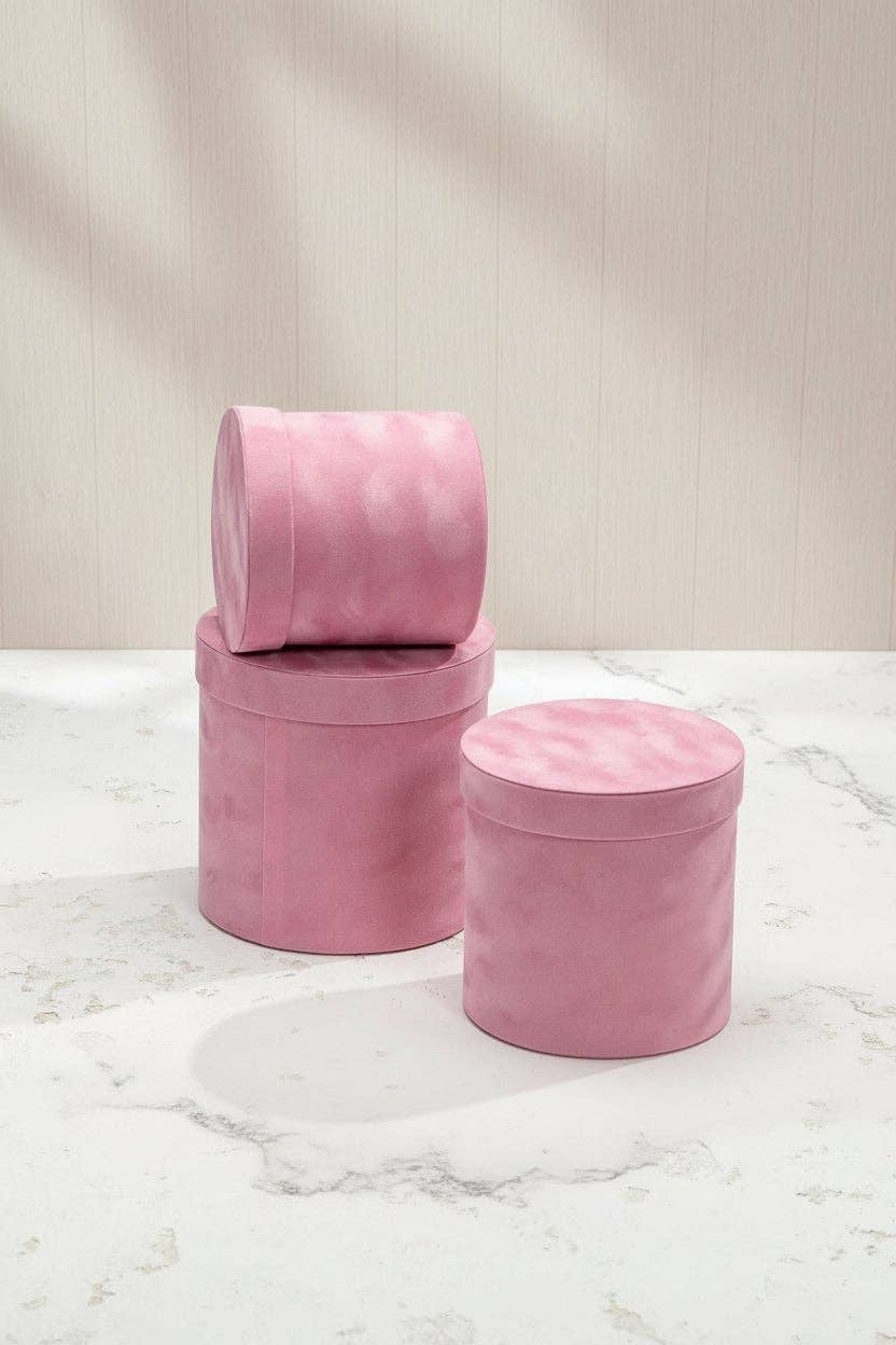 Elegant Design Supply - Wholesale Decorative Box - Chic Velvet Round Flower Box with Lid3