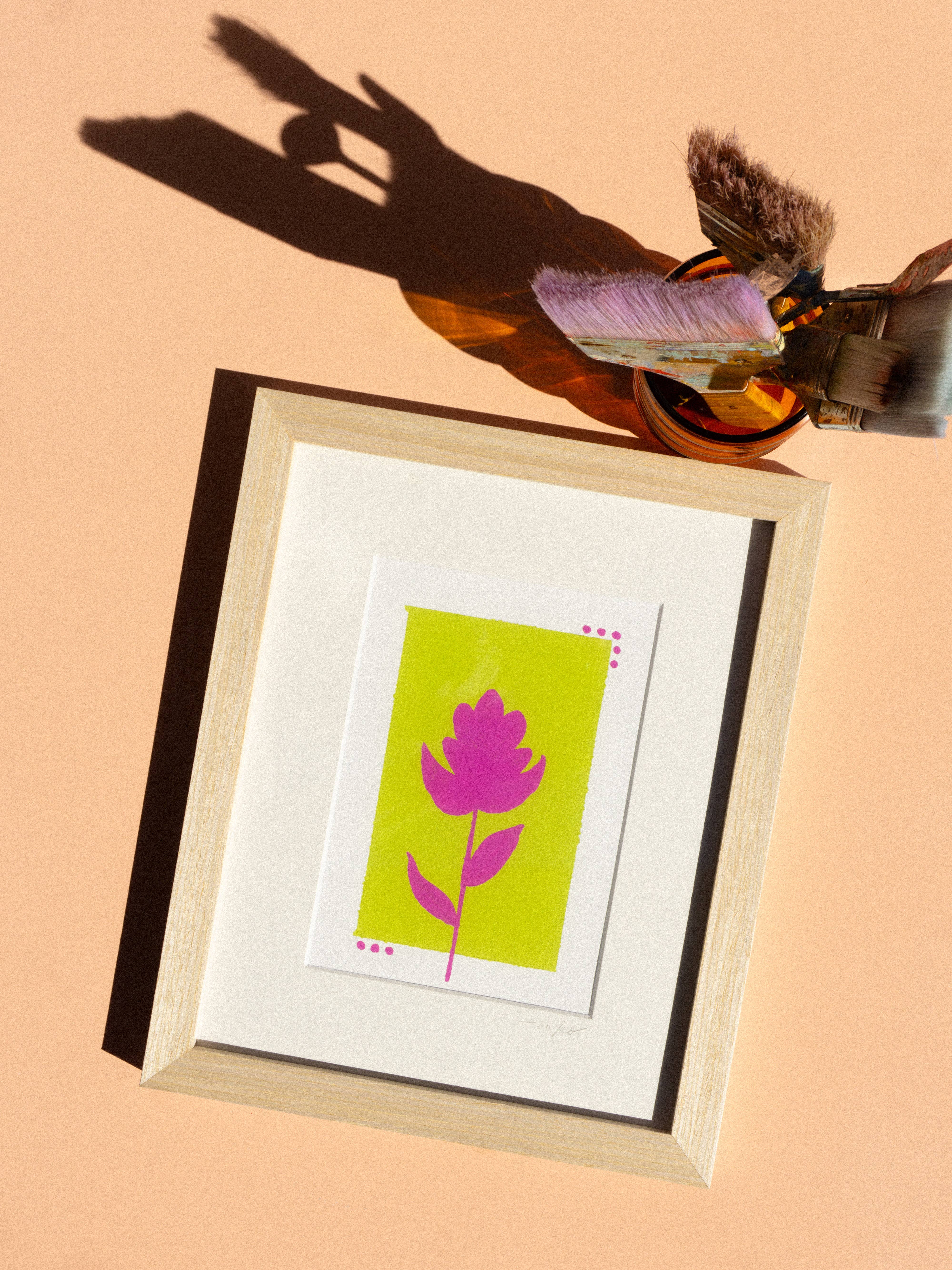 Mel K. Olrich Art - Wholesale Art Print - Colorblock Indian Paintbrush, pink & green, western wall art4