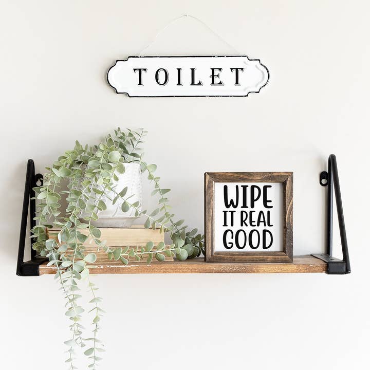 Targa in legno con scritta «Wipe It Real Good Funny» per la vendita all'ingrosso da parte di Rising Tide Vintage