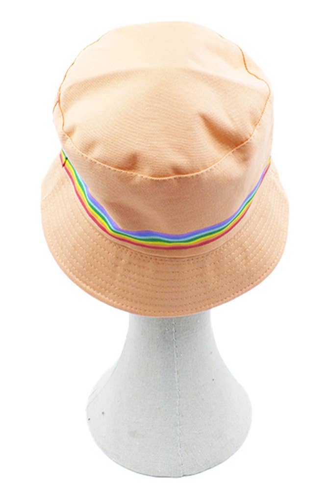 Hana - Wholesale Bucket Hat - Women's - Rainbow Trim Solid Bucket Hat4