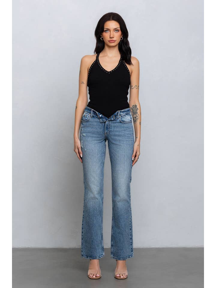 No Vacancy - Wholesale Tank Top - Women's - Studded v-neck ribbed tank top5