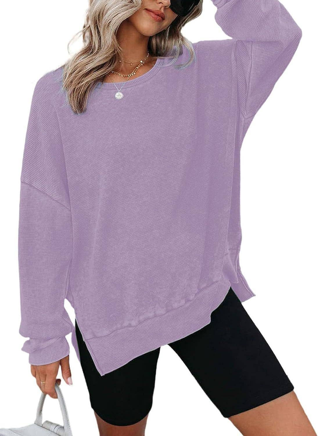 Masyal - Wholesale Sweatshirt - Women's - Autumn Round Neck Long Sleeve Waffle Sweatshirt T-Shirt10