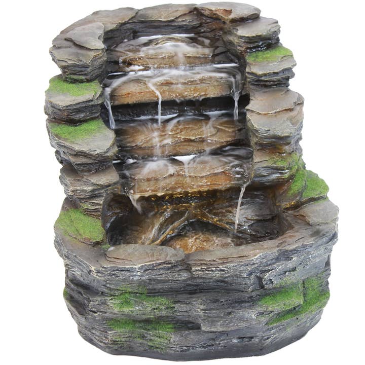 Sunnydaze Decor - Wholesale Outdoor Ornament/Decor - Shale Falls Outdoor Water Fountain with Lights - 13.75 in11