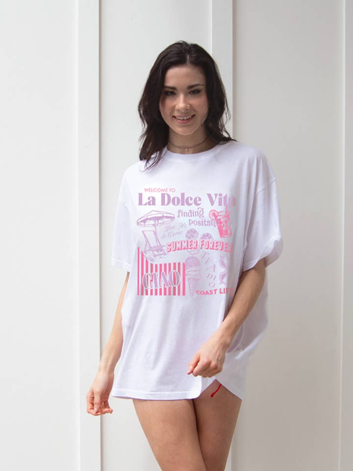 chicka-d - Wholesale Screen Printed T-Shirt - Women's - WELCOME TO LA DOLCE VITA BAND TEE