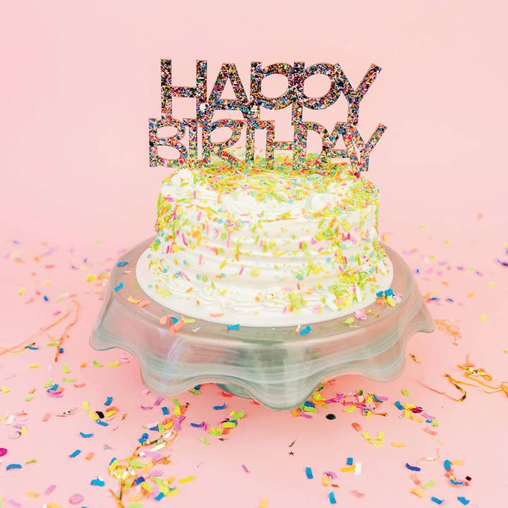 Taylor Elliott Designs – wholesale Cake/cupcake topper – Cake Topper - "Happy Birthday" - Colorful Confetti