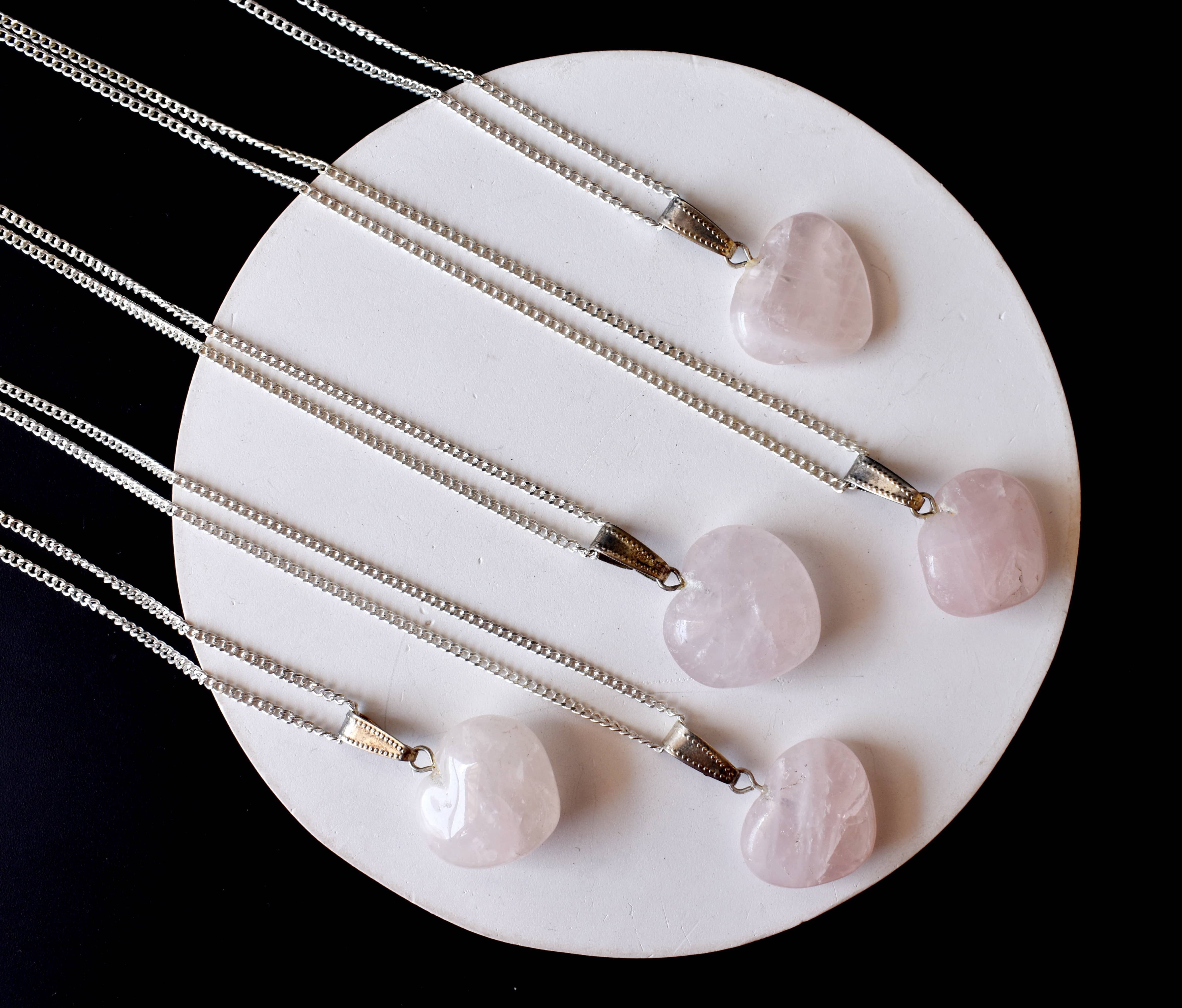 Soothing Crystals - Wholesale Pendant/Charm Necklace - Crystal Heart Pendant | Rose Quartz | Healing Stone Jewelry1