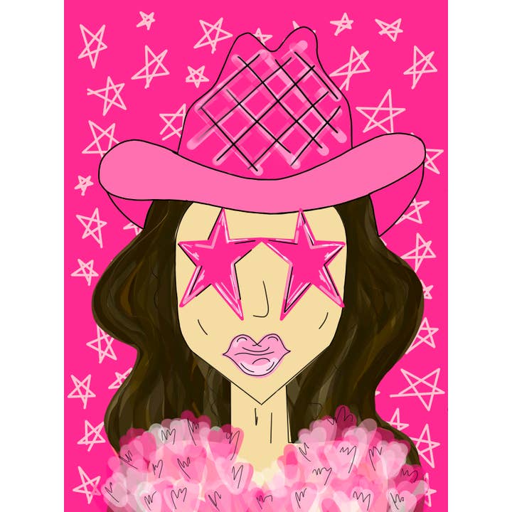 Made By Marissa Art - Vendita all'ingrosso Adesivo - Pi Beta Phi - Cowgirl Funky Rosa - ADESIVO Sorority4