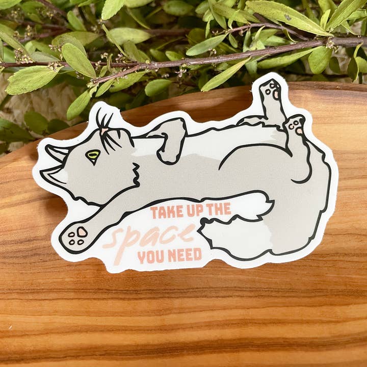 Take Up Space Cat Sticker for wholesale by Stuck On Good Design