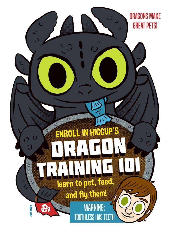 "Addestramento dei draghi 101" stampa poster 12 x 16 per la vendita all'ingrosso da parte di Jellykoe