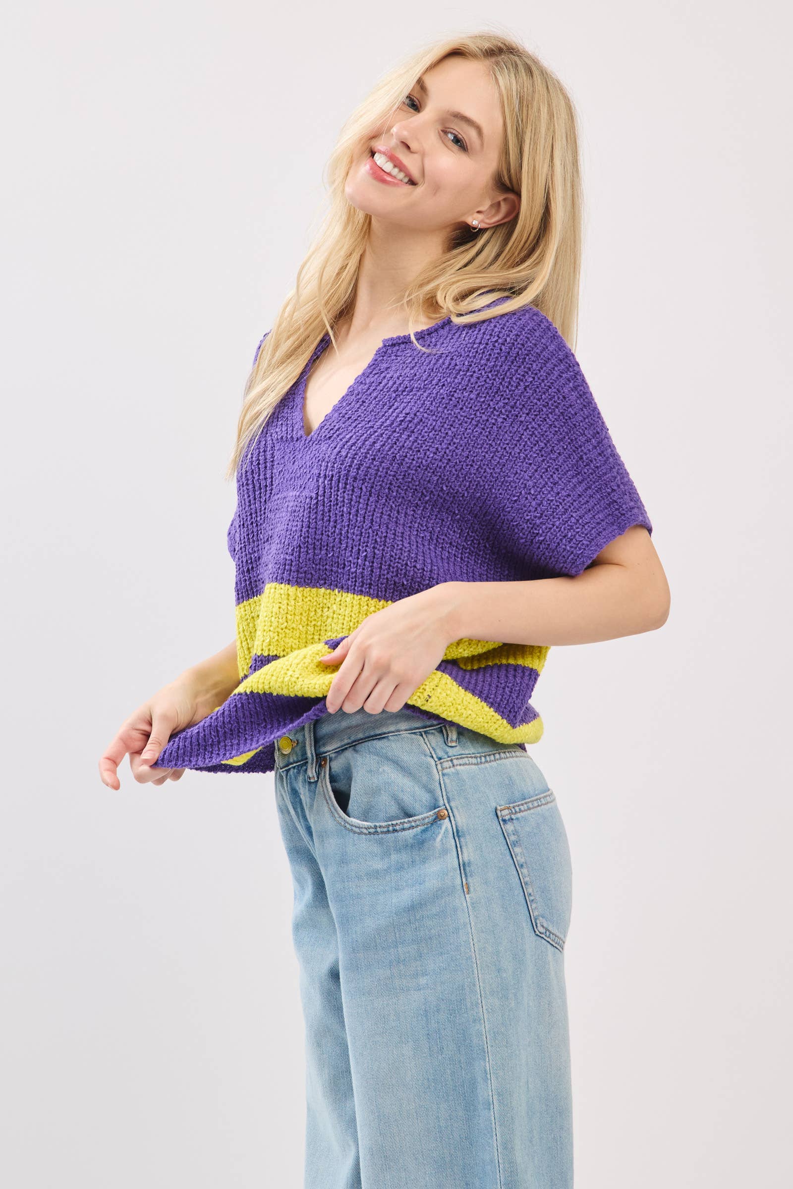 Sewn and Seen - Wholesale Knit Sweater - Women's - Stripe Knit Sleeveless Sweater31