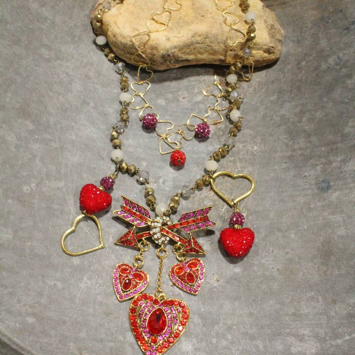 Broken Arrow Heart Layered Necklace for wholesale by The Primitive Peddler, Inc.