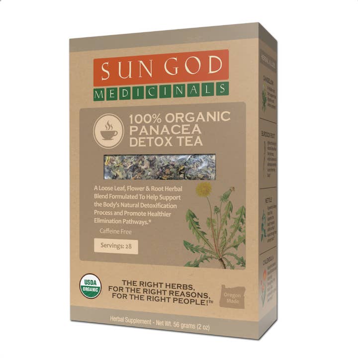 Organic Panacea Detox Tea 2oz for wholesale by Sun God Medicinals