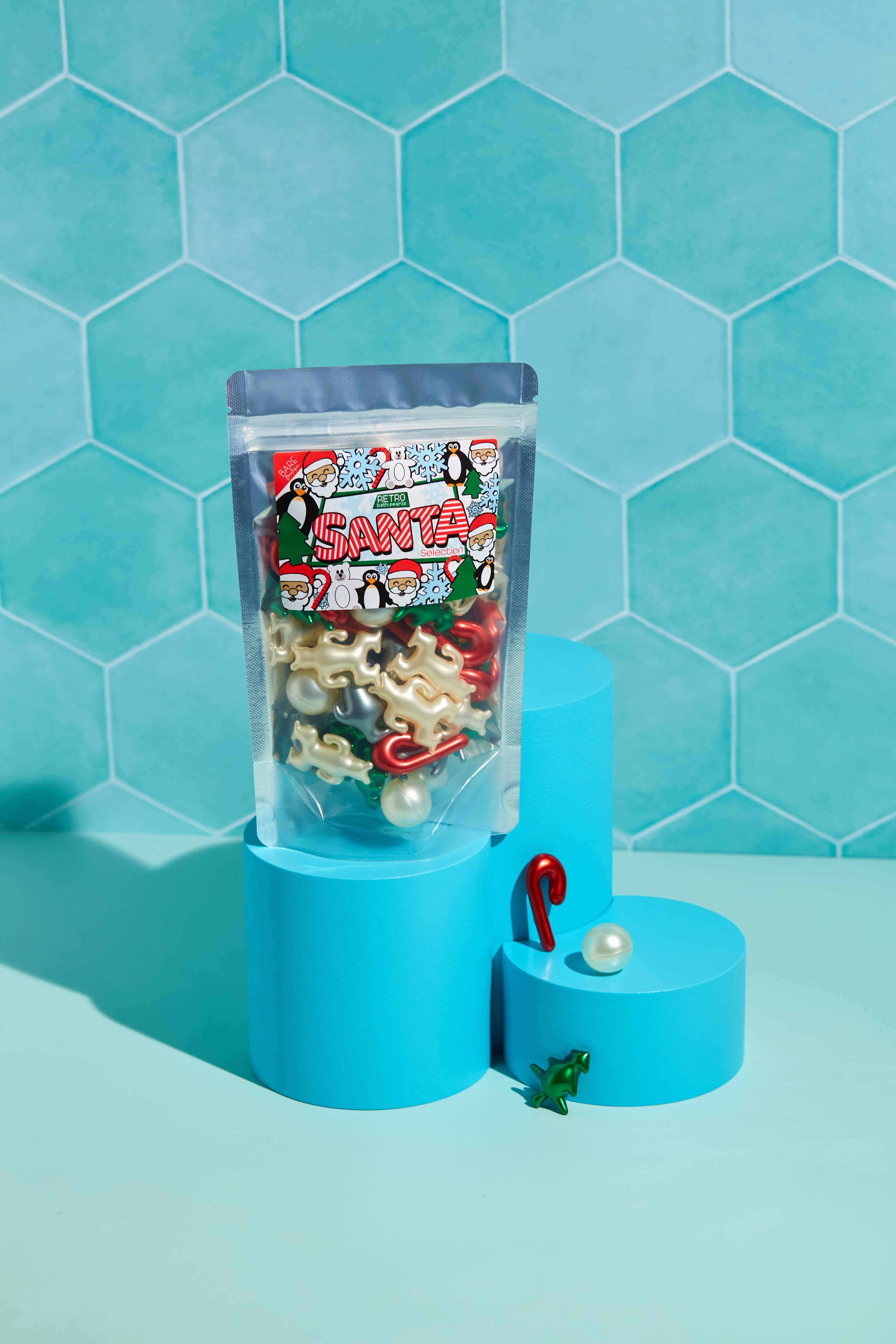 Bare Boutique - Wholesale Bath Bomb/Fizz - Retro Bath Pearls Santa Selection. 30 Christmas Bath Pearls3