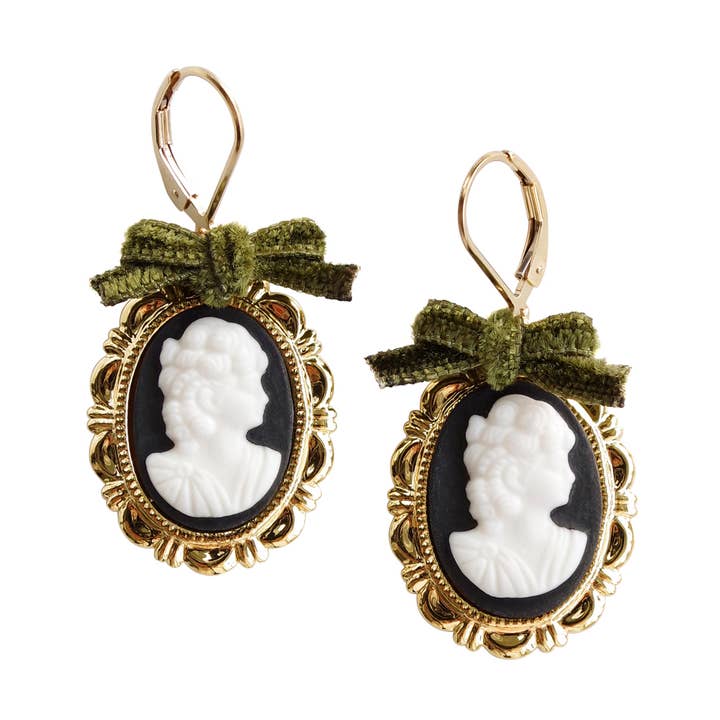 Mørk Romance gudinde Oval porcelæn Cameo øreringe for engroshandel hos POPORCELAIN