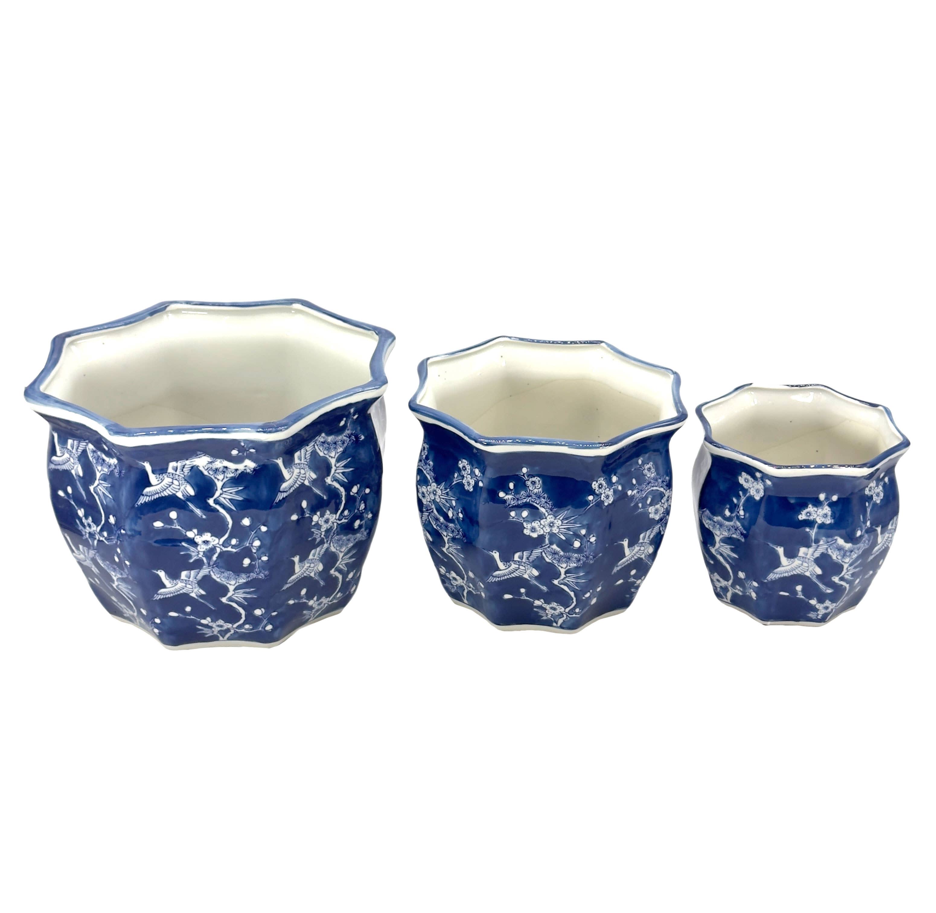 Galt International Company - Vendita all'ingrosso Vasi per piante - Set di 3 vasi per fioriere in ceramica Chinoiserie, 7,5"/10"/13"49