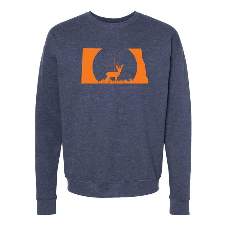 Camisola Deer Crosshairs North Dakota com gola redonda por atacado de Wheatheadz