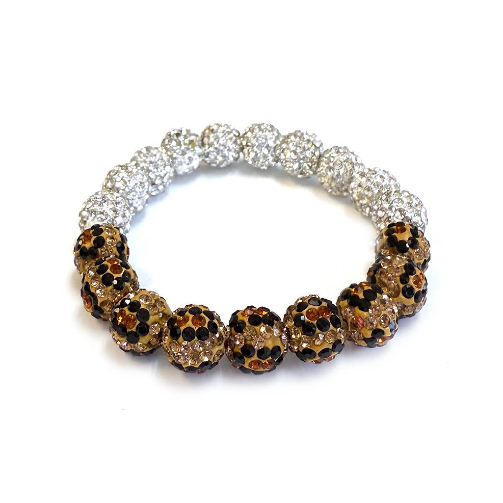 StarryNYC – wholesale Beaded bracelet – 2 Tone Chunky Shamballa Stone Ball Beaded Stretch Bracelet0