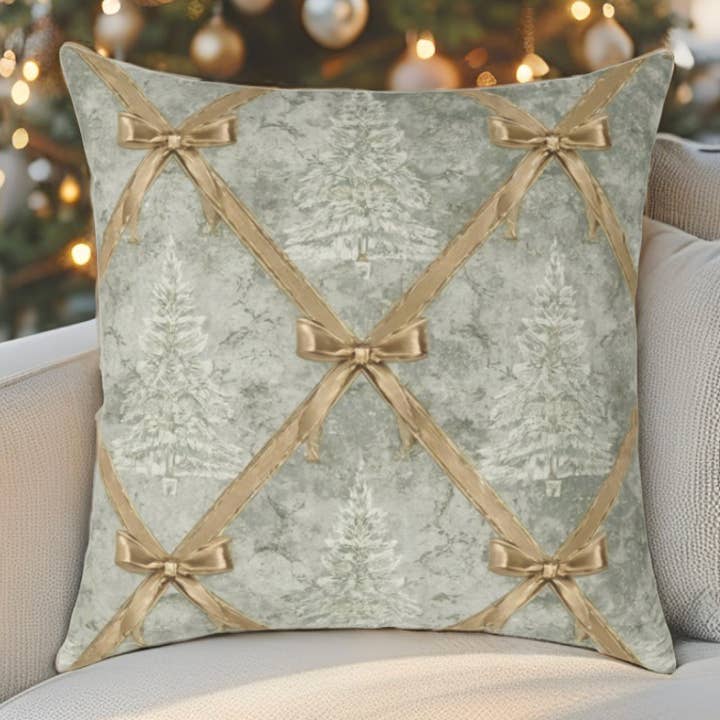 Coussin de Noël de Luxe Vert & Or pour la vente par Timeless Luxe Boutique