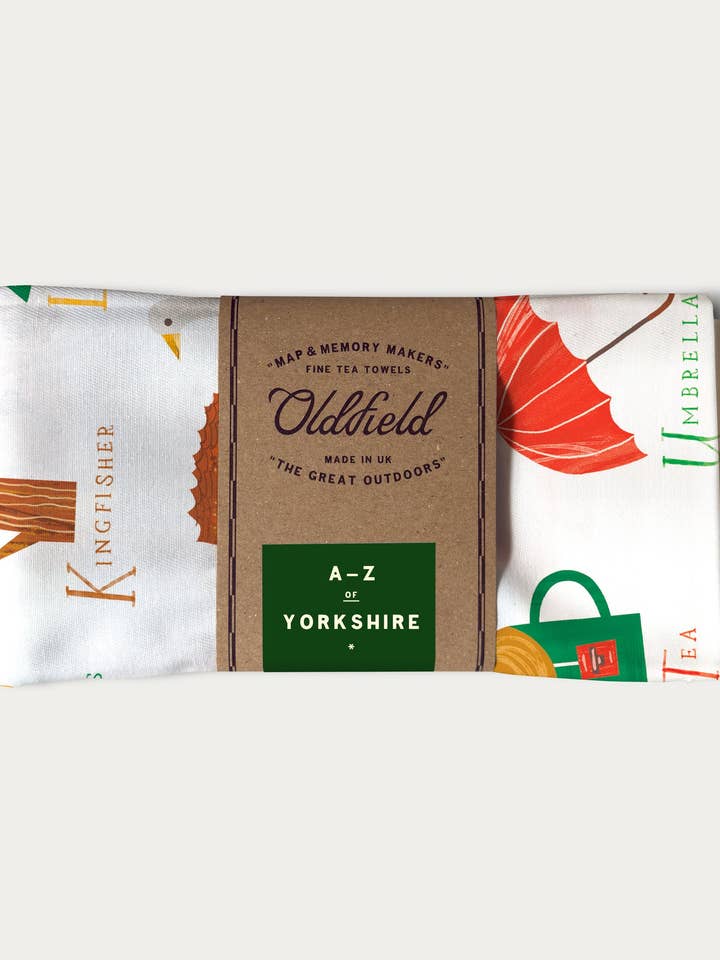 A-Z Yorkshire Tea Towel for wholesale by Oldfield Design Co