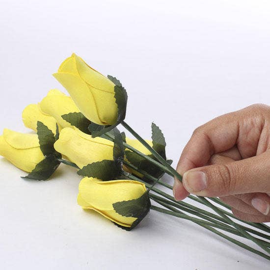 Factory Direct Craft - Wholesale Artificial Flowers - Bouquet of Wood Rose Bud Stems (8 Stems ) - Select Color1