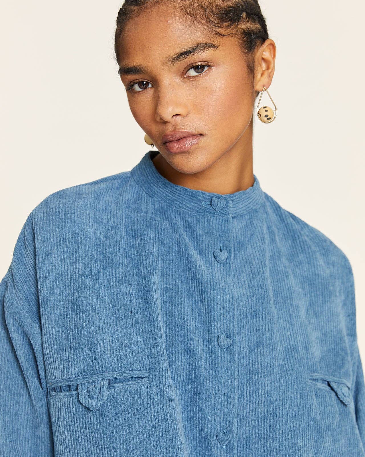 Pepaloves - Wholesale Button Down Shirt - Women's - CAMISA DE PANA MAO AZUL2