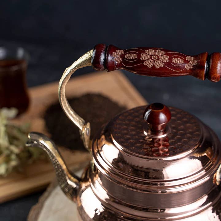 ANATOLIACRAFT - Wholesale Tea Pot - Handmade Solid Copper Teapot Stovetop | 1.6 Quarts (1.5 Liter) 100% Copper Kettle Kitchen Utensil