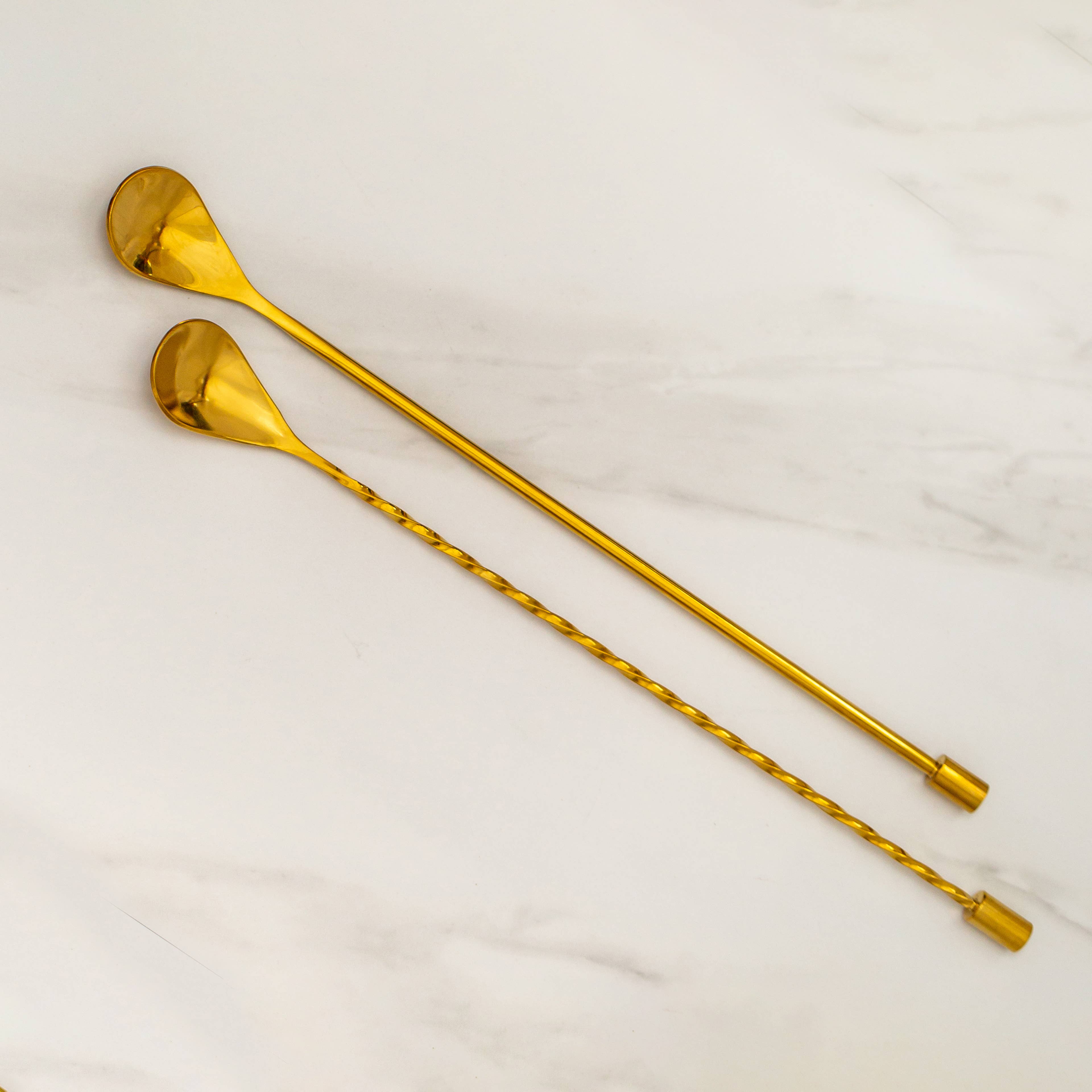 A Bar Above - Wholesale Bar Tool - Bar Spoons Gold (Combo Set of 2, 1 Spiral & 1 Smooth Handle)4