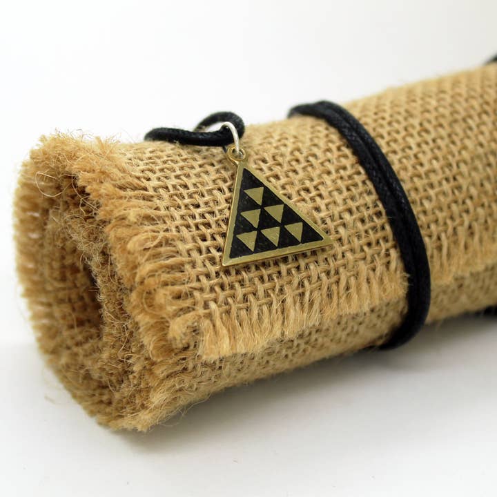 Plataica - Wholesale Pendant/Charm Necklace - Canarian Pintadera Pyramid pendant in brass and 925 silver