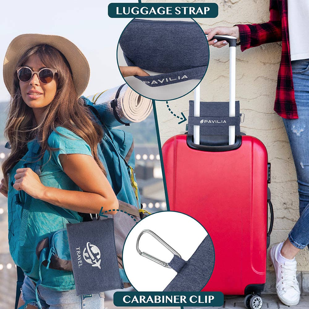 Pavilia - Wholesale Travel Blanket - Compact Fleece Travel Blanket Pillow35