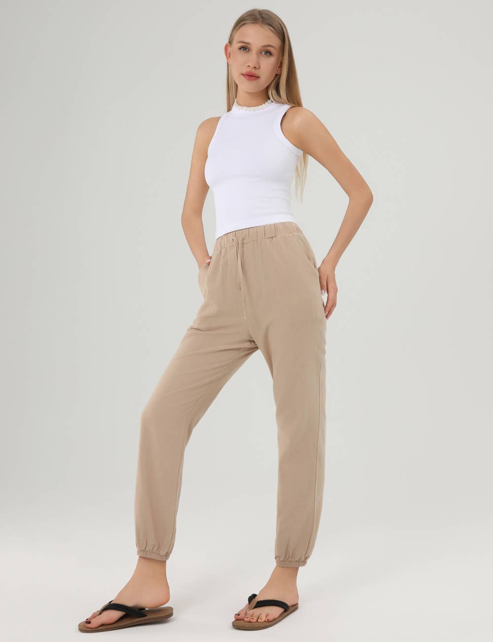 Sweetkama - Vendita all'ingrosso Pantalone - Donna - Pantaloni da donna Tourse con cravatta in tinta unita SKP80207