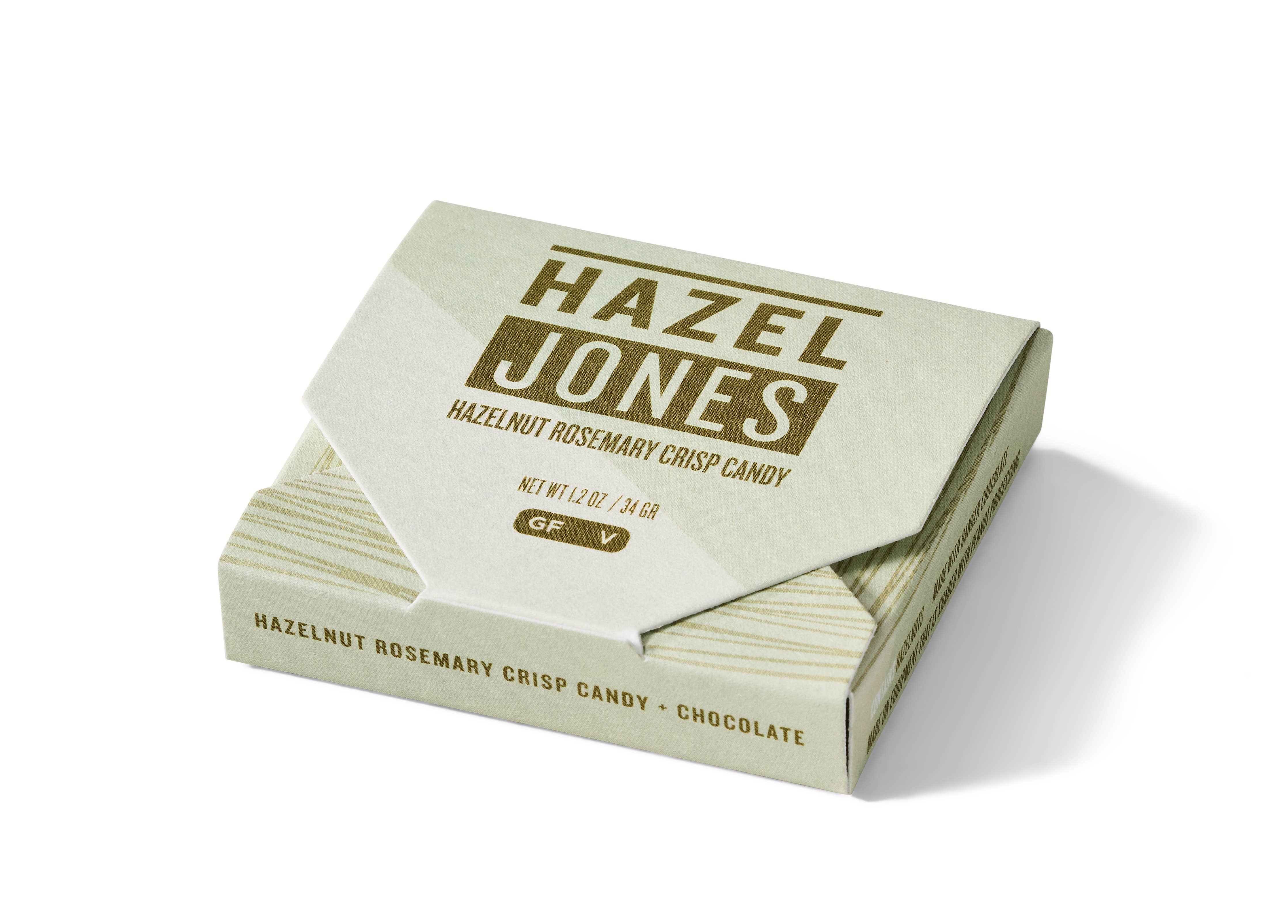 Oregon Bark - Wholesale Chocolate Box - Hazel Jones - Hazelnut Rosemary Crisp Candy in 70% Chocolate