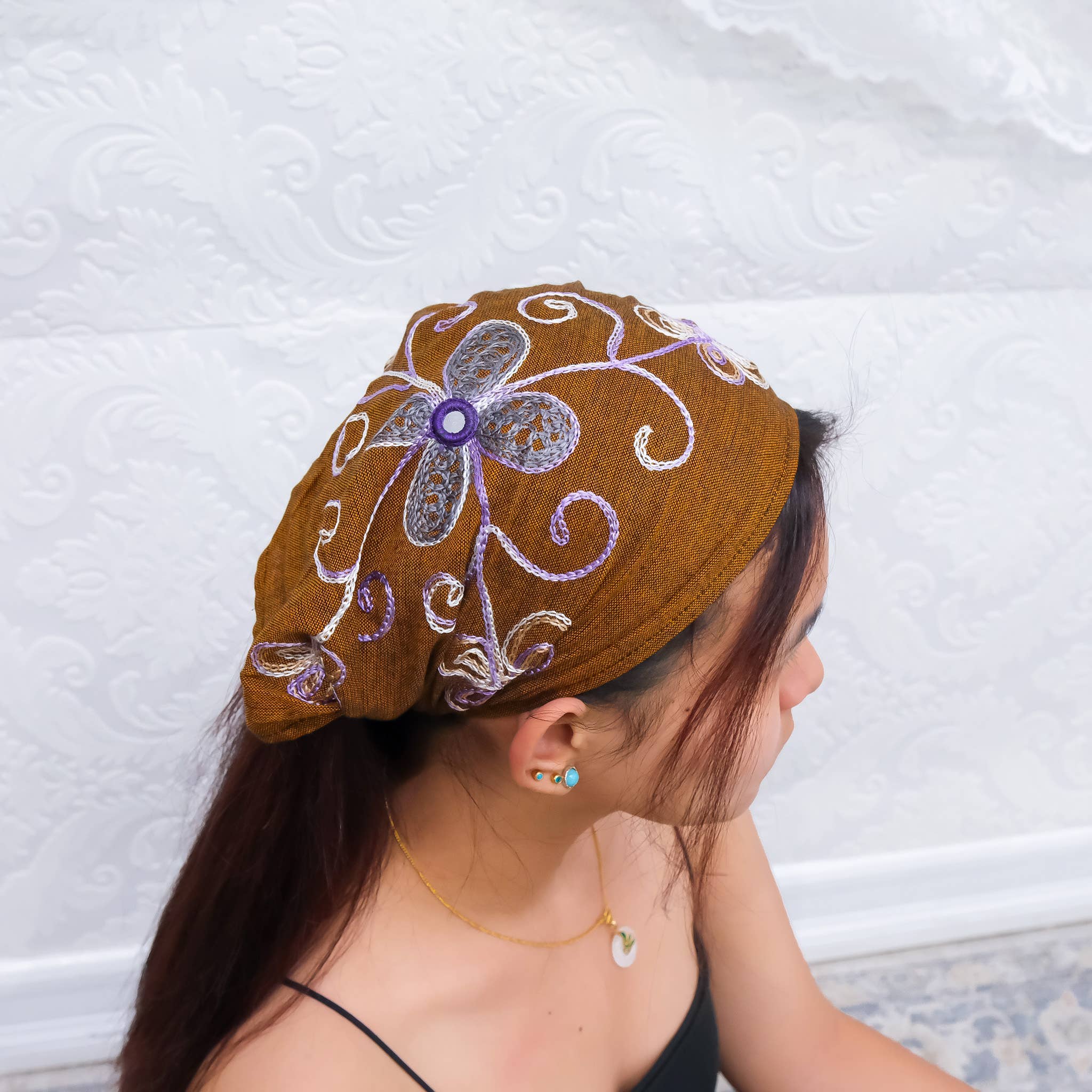 Karma Nepal Crafts - Wholesale Fashion Headband - Women's - Hand Embroidered Cotton Boho Hippie Stretchy  Head Wraps 1