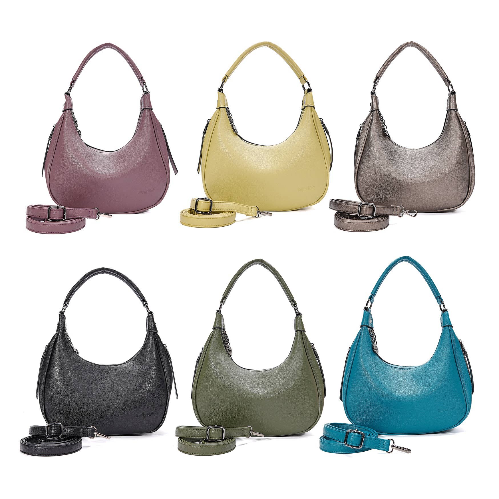 Superbia – wholesale Shoulder bag – women's – Superbia Soft Double Zipper Shoulder Bag Hobo Bag-9147 8
