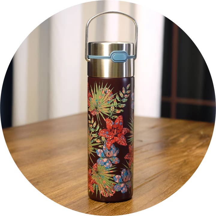 Bottiglia in acciaio inossidabile LEEZA "Rustic Flower" per la vendita all'ingrosso da parte di Eigenart
