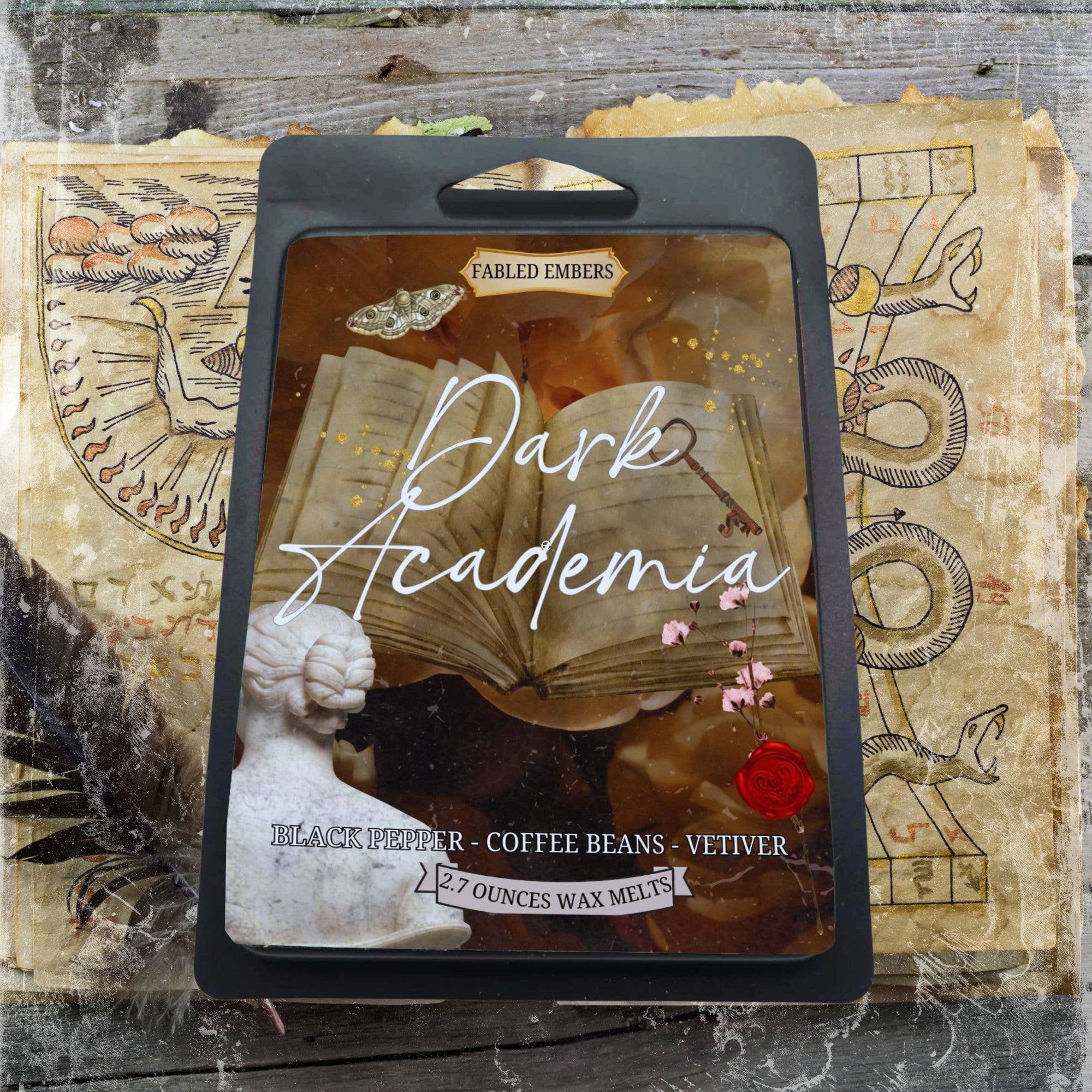 Fabled Embers - Wholesale Wax Melt - DARK ACADEMIA \ Wax Melt \ Coffee Vetiver Leather \ Bookish1