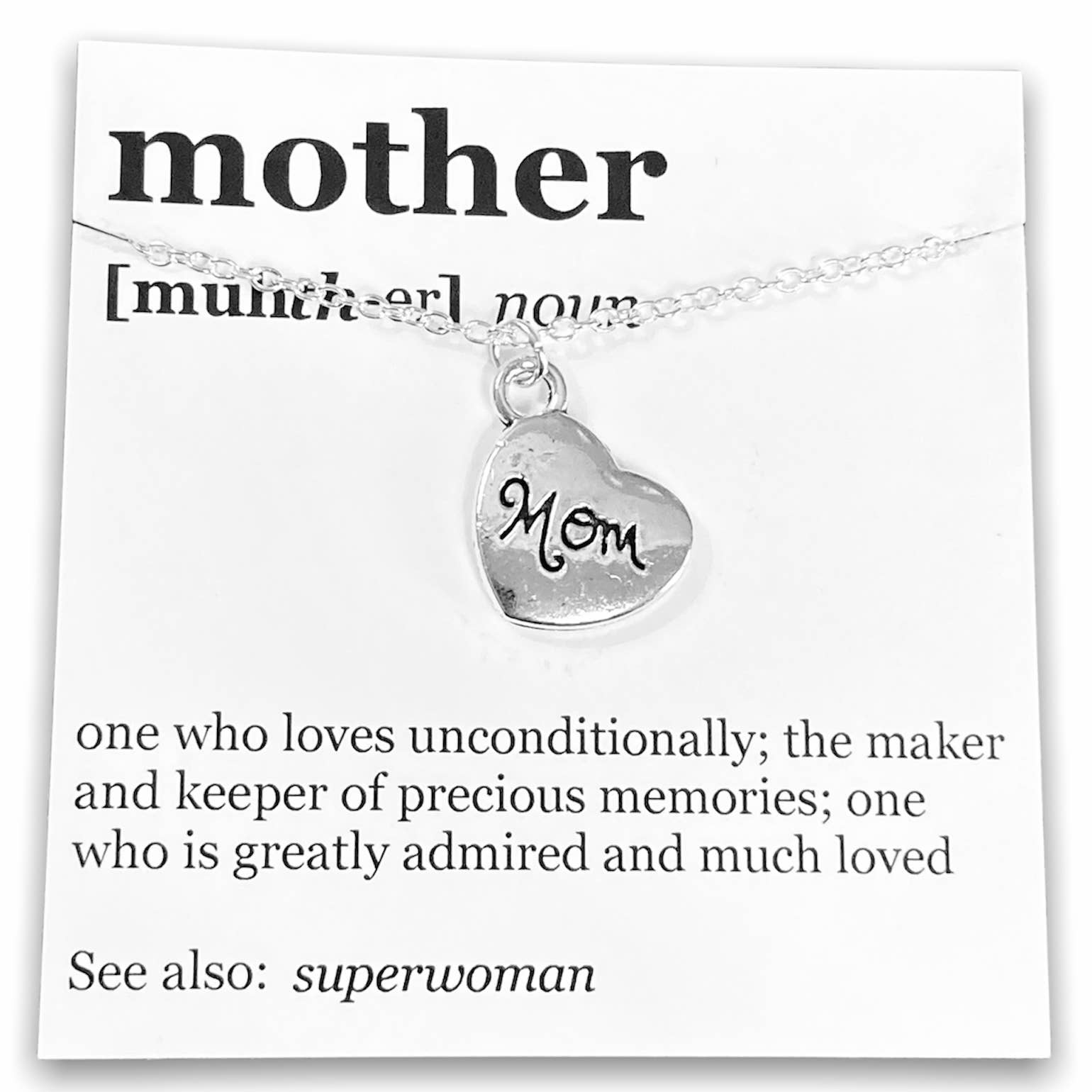 Broken Record Boutique - Wholesale Pendant/Charm Necklace - Mother's Day Pendant Necklace on "Mother" Dictionary Card14