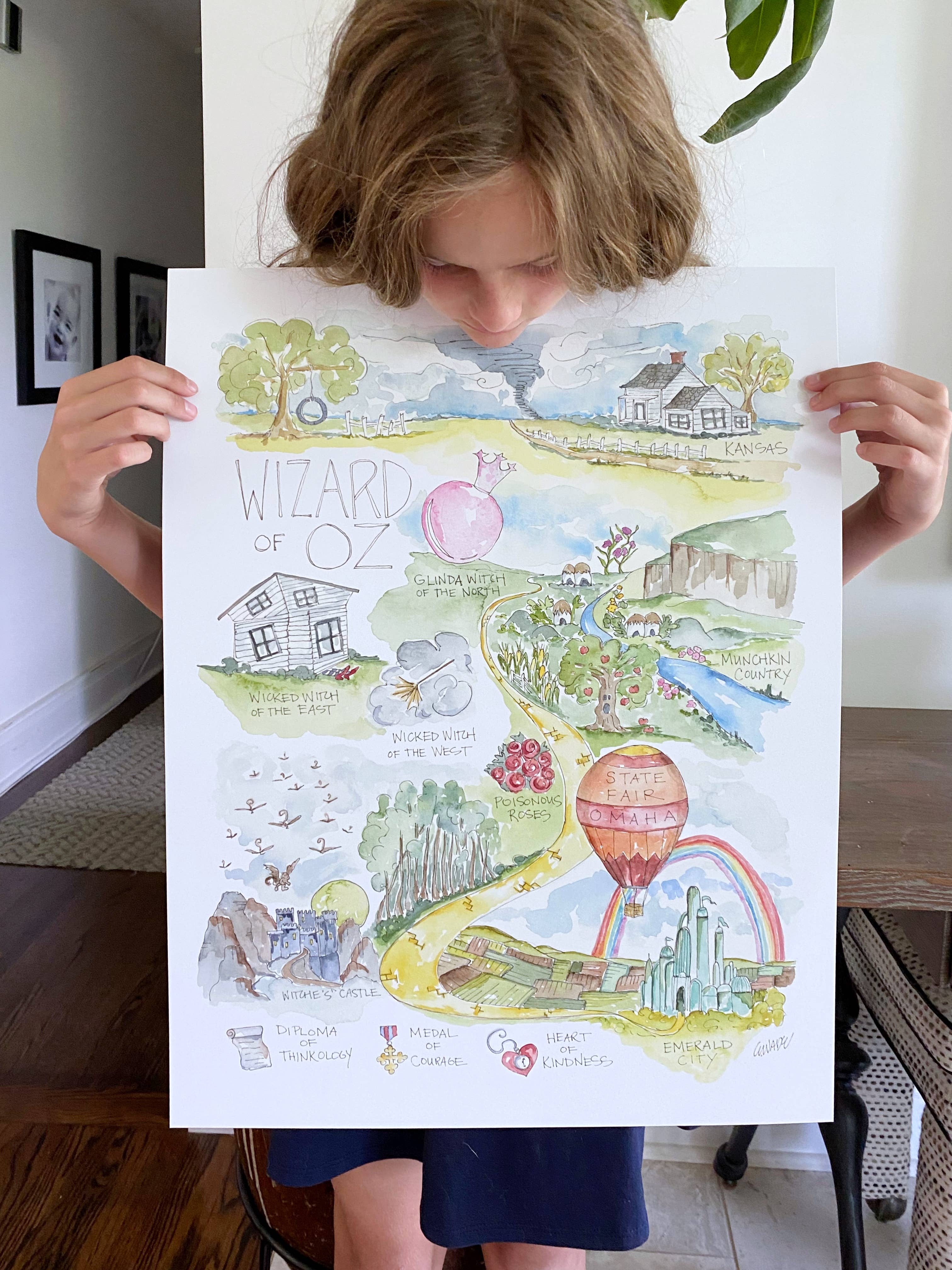 Elizabeth Wade Studio - Wholesale Art Print - Wizard of Oz Watercolor Story Map Art Print2