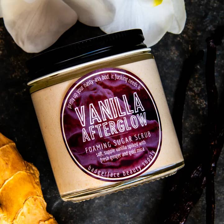 Warm Vanilla Sugar Scrub. Cute Gift Gifts for Women. for wholesale by Badgerface Beauty Supply